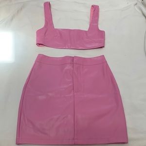 Faux leather pink set